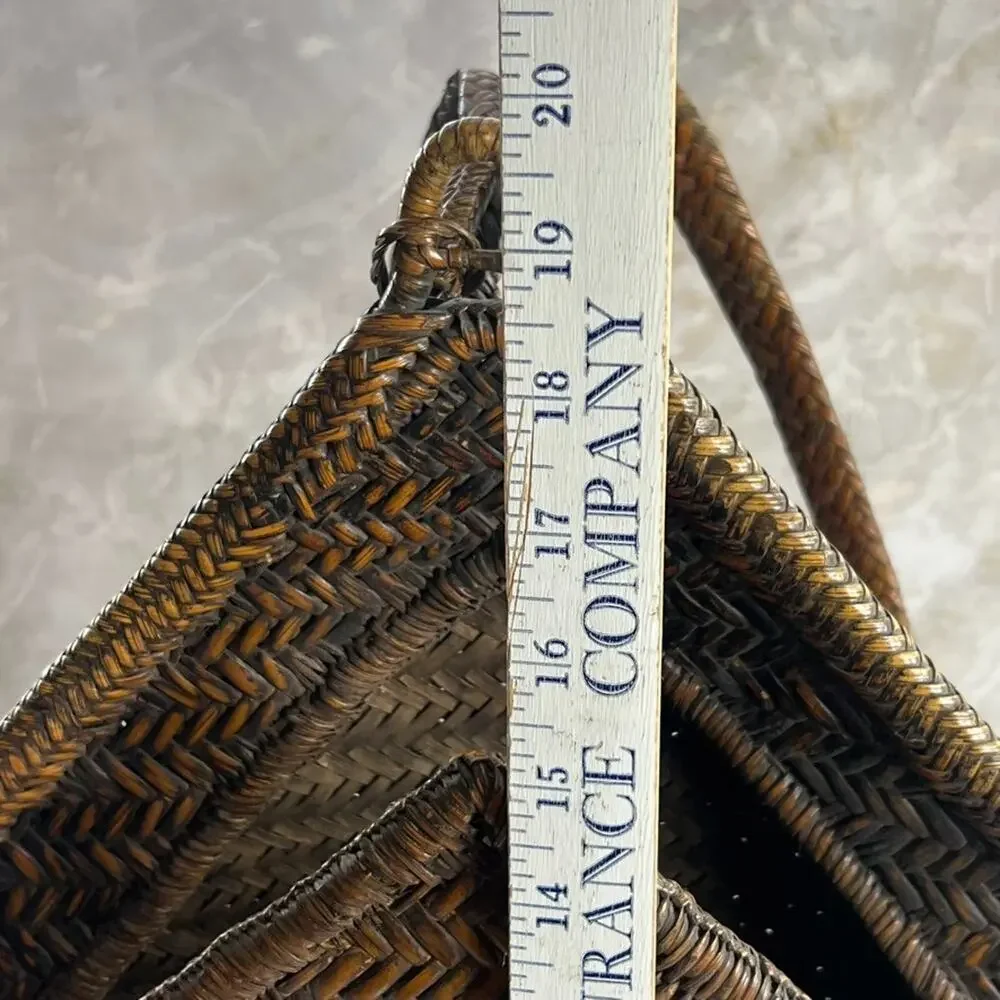 Vintage Ifugao Natural Carved Woven Wicker Basket Backpack From the Philippines